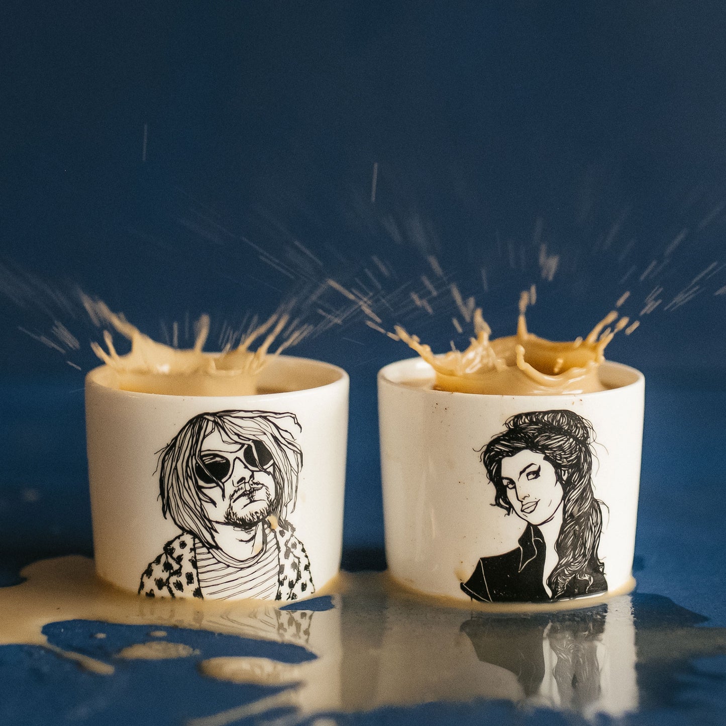 Kurt Cobain & Amy Winehouse (2er Espressotassen-Set)