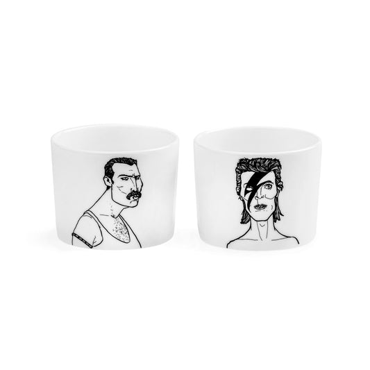 Freddie Mercury & David Bowie (2er Espressotassen-Set)