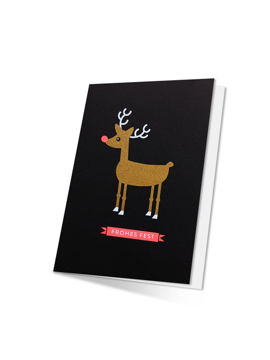 Frohes Fest Rentier (Design-Klappkarte mit Umschlag)